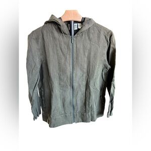 Chico's Design Dark Green Linen Silk Blend Jacket size xs